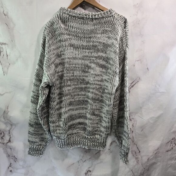 Vintage Sweater Mens Large Gray Blue Crew Neck 90s 80s Abstract Oversized - Picture 6 of 9